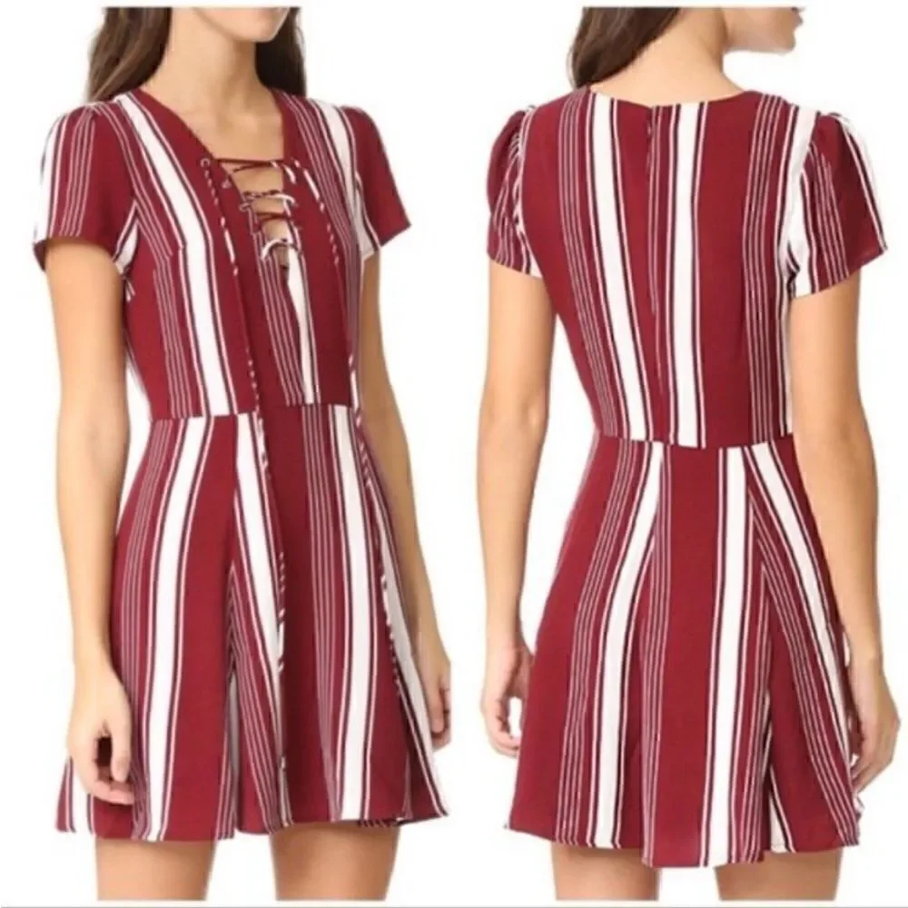 Lovers + Friends Compass Fit & Flare Mini Striped Dress